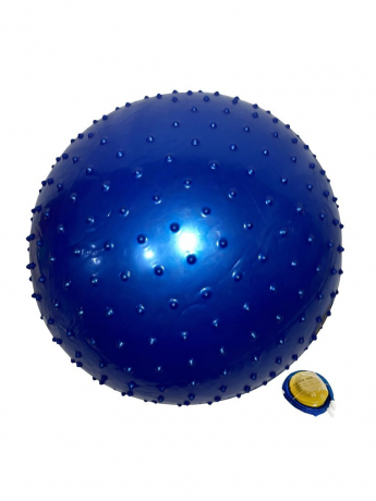 Мяч Фитнес Х- Match 55 см. с шипами массажный, ПВХ, синий, насос в комплекте.