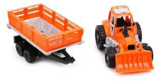 Трактор с грейдером и прицепом