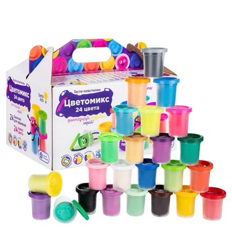 Набор для лепки Тесто-пластилин 24 баночки