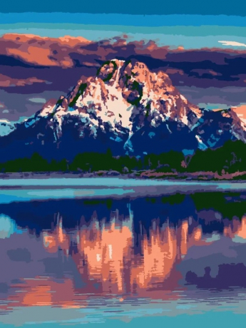 Картина по номерам на холсте Закат в горах 30 х 40 см