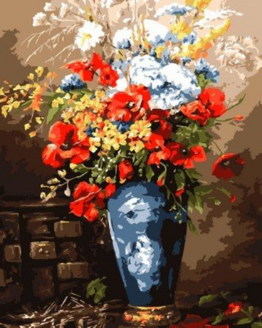 Картина по номерам Маки в синей вазе