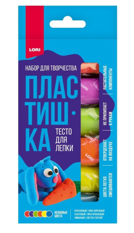 Тесто для лепки Пластишка, неоновое, 6 цв по 30 гр