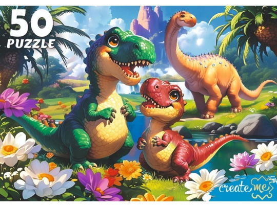 Пазлы 50 Яркие динозавры
