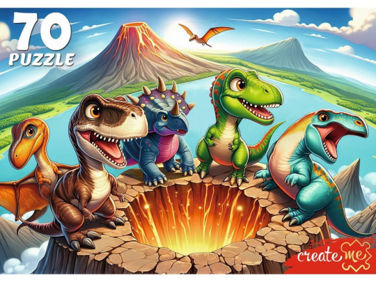 Пазлы 70 Динозавры у кратера
