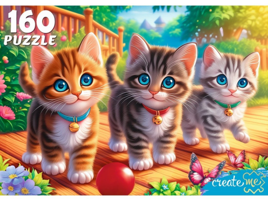 Пазлы 160 Три котенка в саду