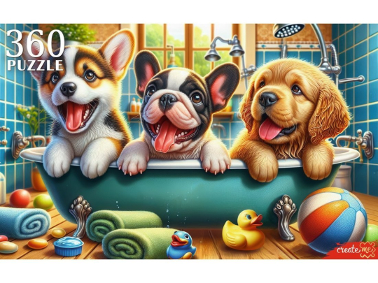 Пазлы 360 Щенки в ванной