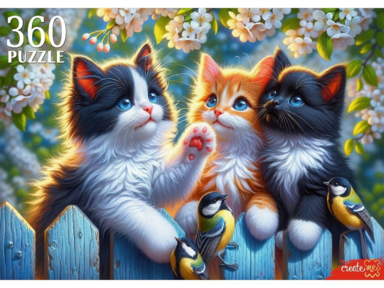 Пазлы 360 Котята с синичками