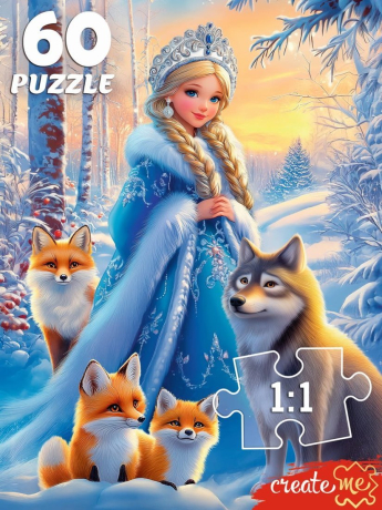 Пазлы 60 Снегурочка и лесные жители