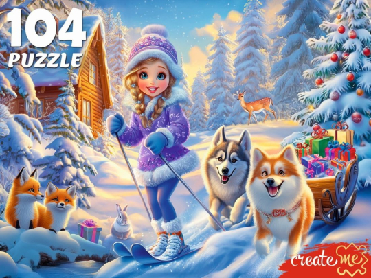 Пазлы 104 Зимние гонки