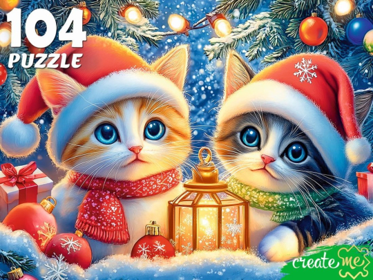 Пазлы 104 Котята под ёлкой