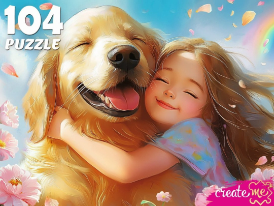 Пазлы 104 Девочка с любимой собакой