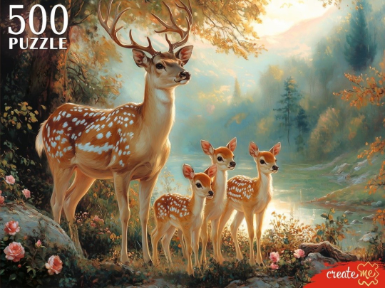 Пазлы 500 Олени у озера