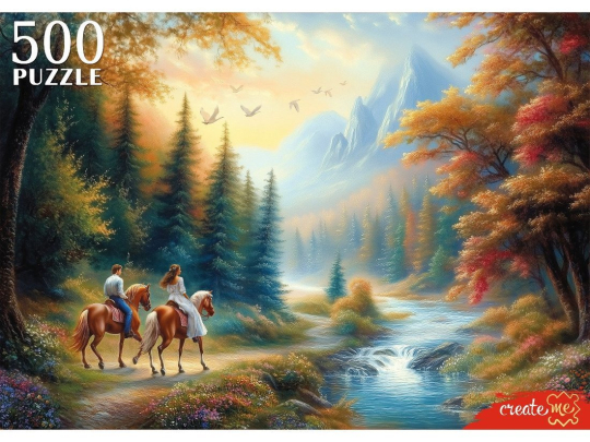 Пазлы 500 Пара на лошадях в горах