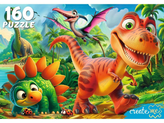 Пазлы 160 Дружные динозавры