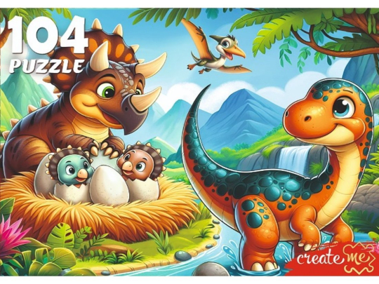 Пазлы 104 Дружные динозавры