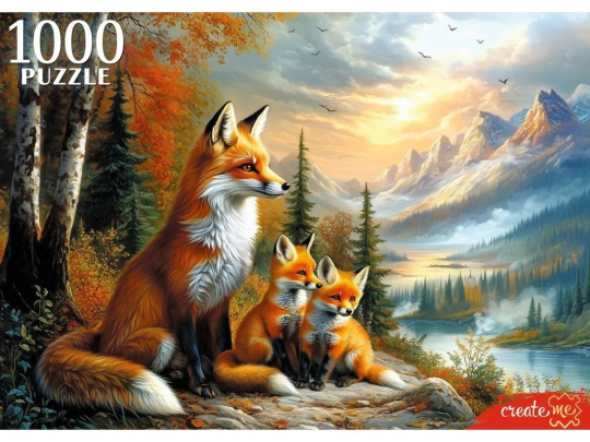 Пазлы 1000 Лиса с лисятами