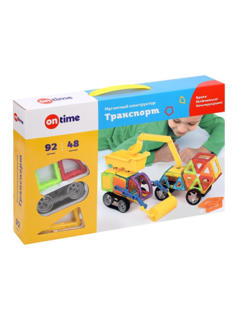 Конструктор магнитный "Транспорт", 92 детали