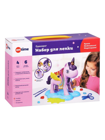 Набор для лепки "Единорог", тесто 4 цвета, 230 г, пластиковый единорог, 16 аксессуаров