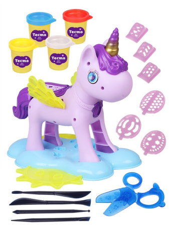 Набор для лепки "Единорог", тесто 4 цвета, 230 г, пластиковый единорог, 16 аксессуаров