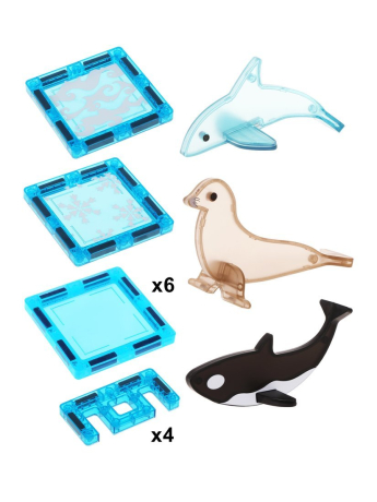 Магнитный конструктор "Морские животные", 15 деталей