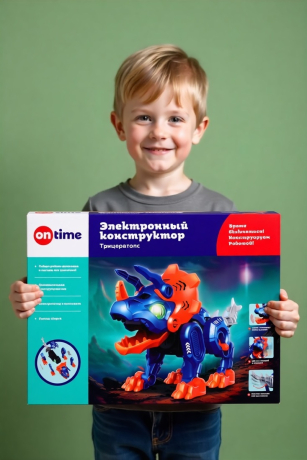 Электронный конструктор динозавр "Трицератопс" 27 деталей