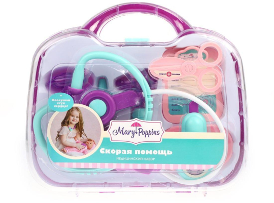 Медицинский набор " Скорая помощь" в чемоданчике 9пр., фиолет