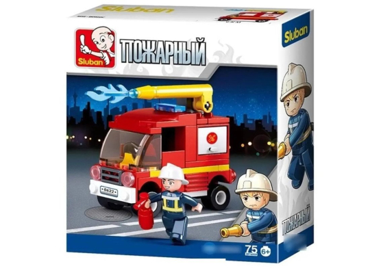 Конструктор Пожарная машина с водометом, 75 дет