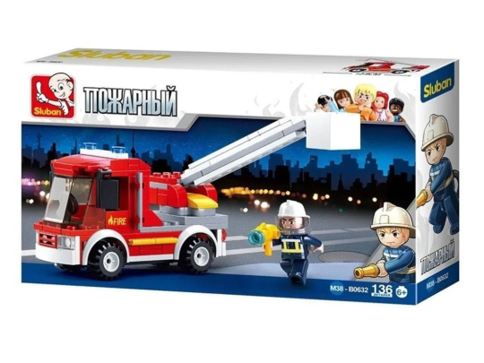 Конструктор Пожарная машина с подъемной люлькой, 136 дет