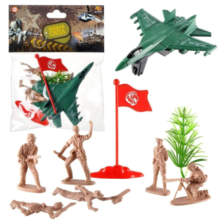 Игровой набор Боевая сила 9 предметов (самолет, солдатики, аксессуары)