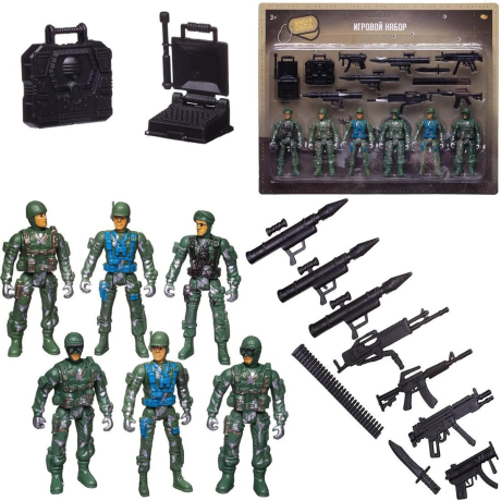 Игровой набор Боевая сила Шесть солдат с экипировкой и оружием