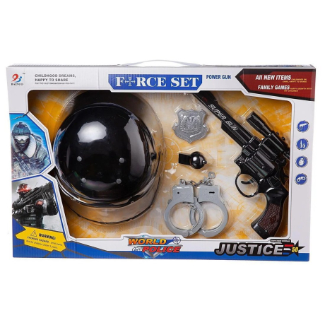 Игровой набор Юный спецназовец (каска, пистолет, наручники, жетон, свисток)