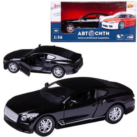 Машинка металл., ин. Седан купе 1:36, черный, свет, звук