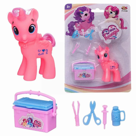 Игровой набор Пони-единорог розовая с чемоданчиком