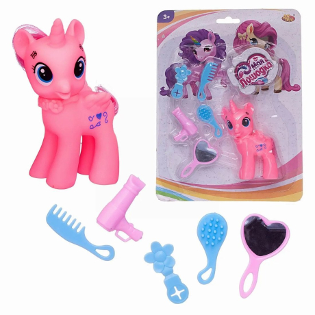 Игровой набор Пони единорог розовая с игровыми предметами