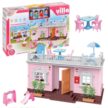 Кукольный дом 2-этажных с открытой верандой сборный