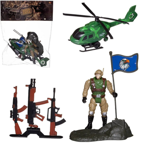 Игровой набор Боевая сила Вертолет, фигурка солдата и другие аксессуары, в пакете