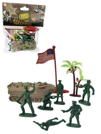 Игровой набор Боевая сила 9 предметов (танк-бронетранспортер, солдатики, аксессуары) комплектация 2