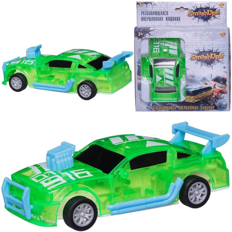 Машинка ин., разбивающаяся инерционная зеленая 1:32
