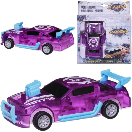 Машинка ин., разбивающаяся инерционная фиолетовая 1:32