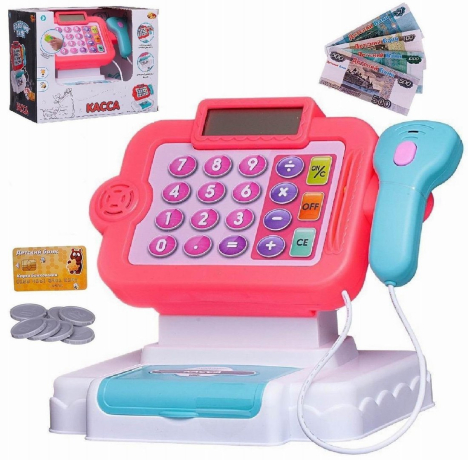 Игровой набор Касса Играем в магазин, розовая
