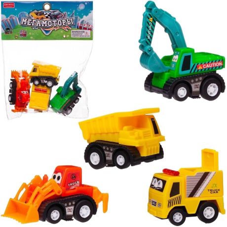 Набор машинок Мегамоторы 4 шт, инерция