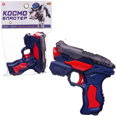Космобластер сине-красный на батарейках, 12х3, 8х12 см