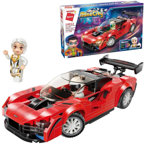 Конструктор Гоночная машина красная, 198 деталей