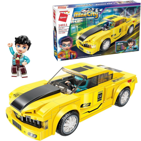 Конструктор Гоночная машина желтая, 189 деталей