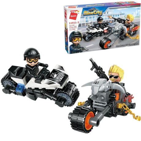 Конструктор Противостояние на мотоциклах: полицейский против преступника, 142 детали