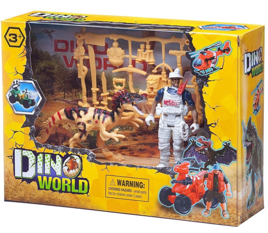 Игровой набор Мир динозавров (динозавр, фигурка человека, аксессуары)
