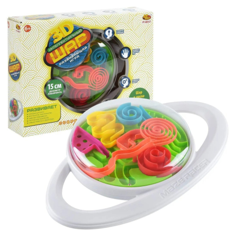 Головоломка Интеллектуальный шар 3D в диске, диаметр лабиринта 15 см