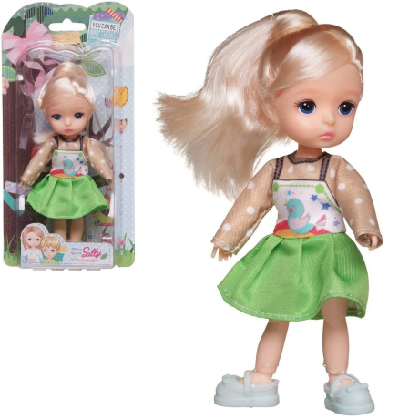 Кукла 13 см в бело-зеленом платье
