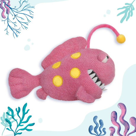 Мягкая игрушка Рыба Удильщик вязаная с подсветкой, 32 см