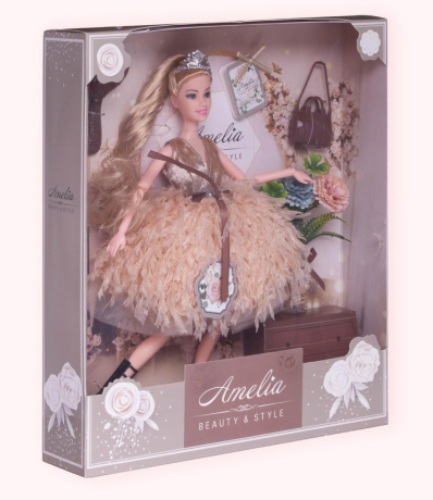 Кукла Современный шик с диадемой в золотом платье, 30 см